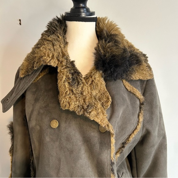 RARE Vintage NESS Chocolate Faux Fur Velvet Women's Coat Size Large - Picture 2 of 15